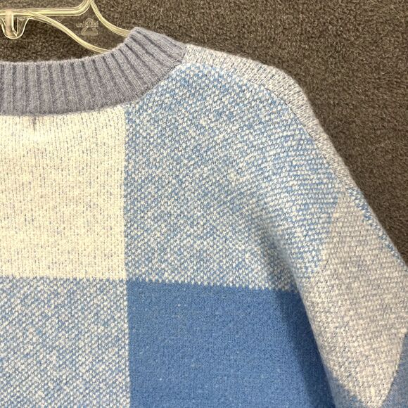 Jessica Simpson Sweater womens Large Blue Cropped Check Soft Oversized - Picture 12 of 15